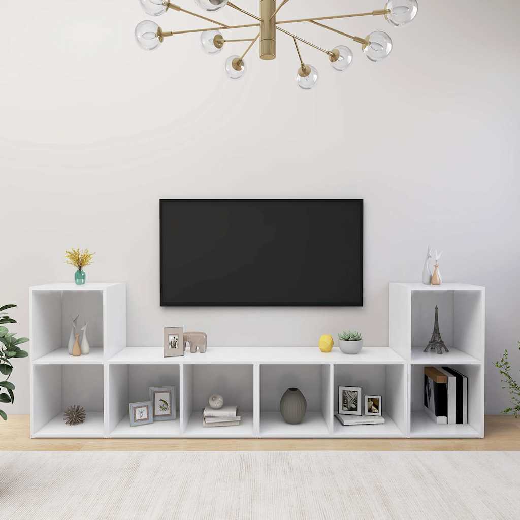 4 Piece TV Cabinet Set 72x35x36,5 cm Engineered Wood White