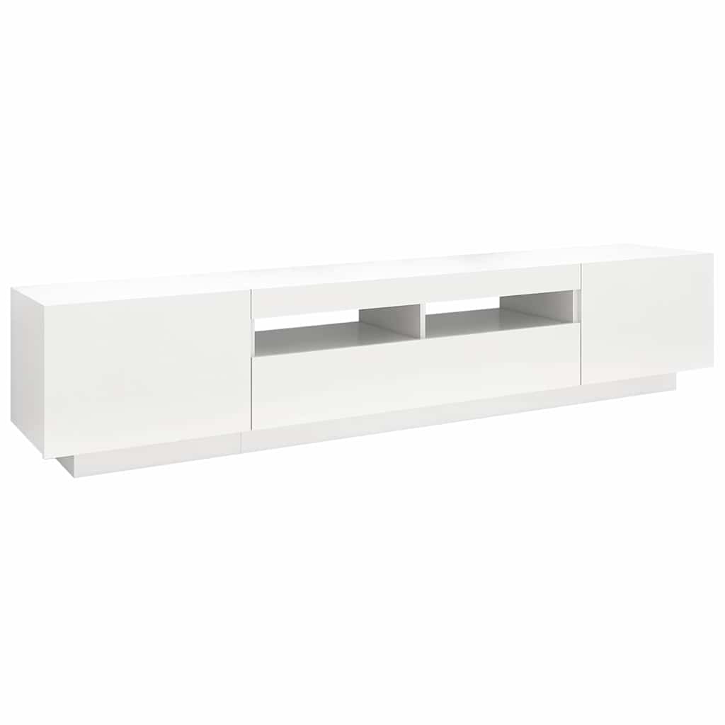 TV Cabinet with LED Lights 200x35x40 cm White