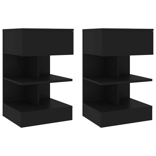 Bedside Cabinet 40x35x65 cm Engineered Wood Black 2