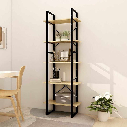 5-Tier Book Cabinet 40x30x175 cm Solid Wood Pine Black and light brown 60 cm