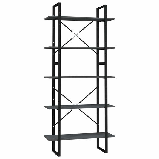 5-Tier Book Cabinet 80x30x175 cm Engineered Wood Grey