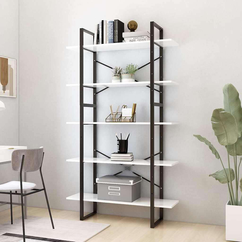 5-Tier Book Cabinet 100x30x175 cm Engineered Wood White