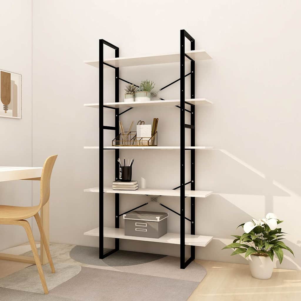 5-Tier Book Cabinet 40x30x175 cm Solid Wood Pine White 100 cm