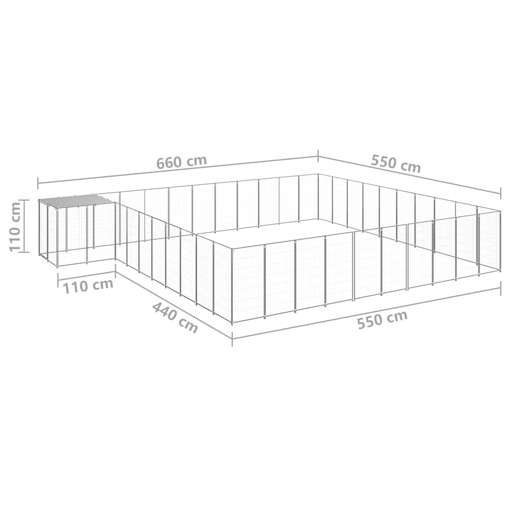 vidaXL Dog Kennel | Silver, Silver Grey | Polyethylene, Powder-Coated Steel 6