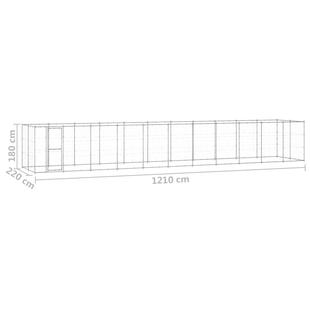 vidaXL Outdoor Dog Kennel Galvanised Steel 26,62 m² 6