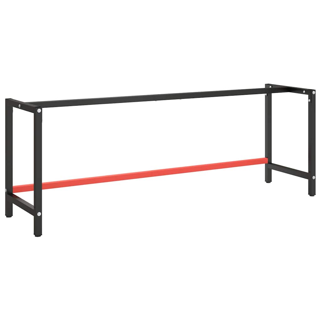 Work Bench Frame Metal Black and Red 220 cm 57 cm