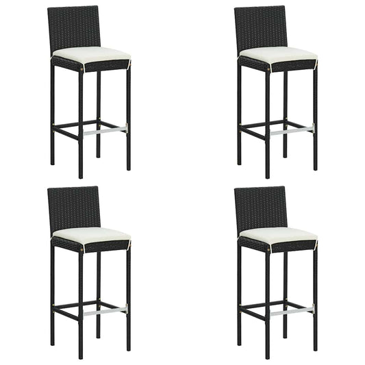 3 Piece Garden Bar Set with Cushions Poly Rattan Black