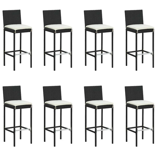 vidaXL 9 Piece Garden Bar Set with Cushions Poly Rattan Black 2