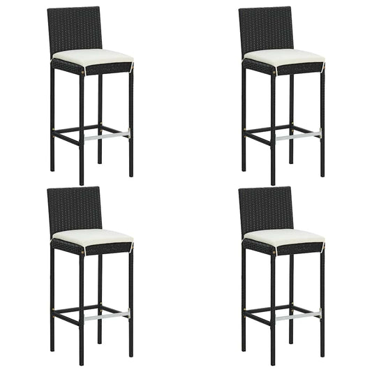 3 Piece Garden Bar Set with Cushions Poly Rattan Black