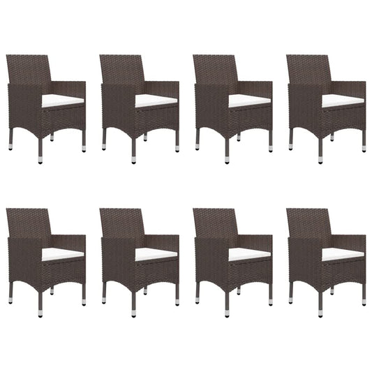 vidaXL 9 Piece Garden Dining Set with Cushions Brown 2