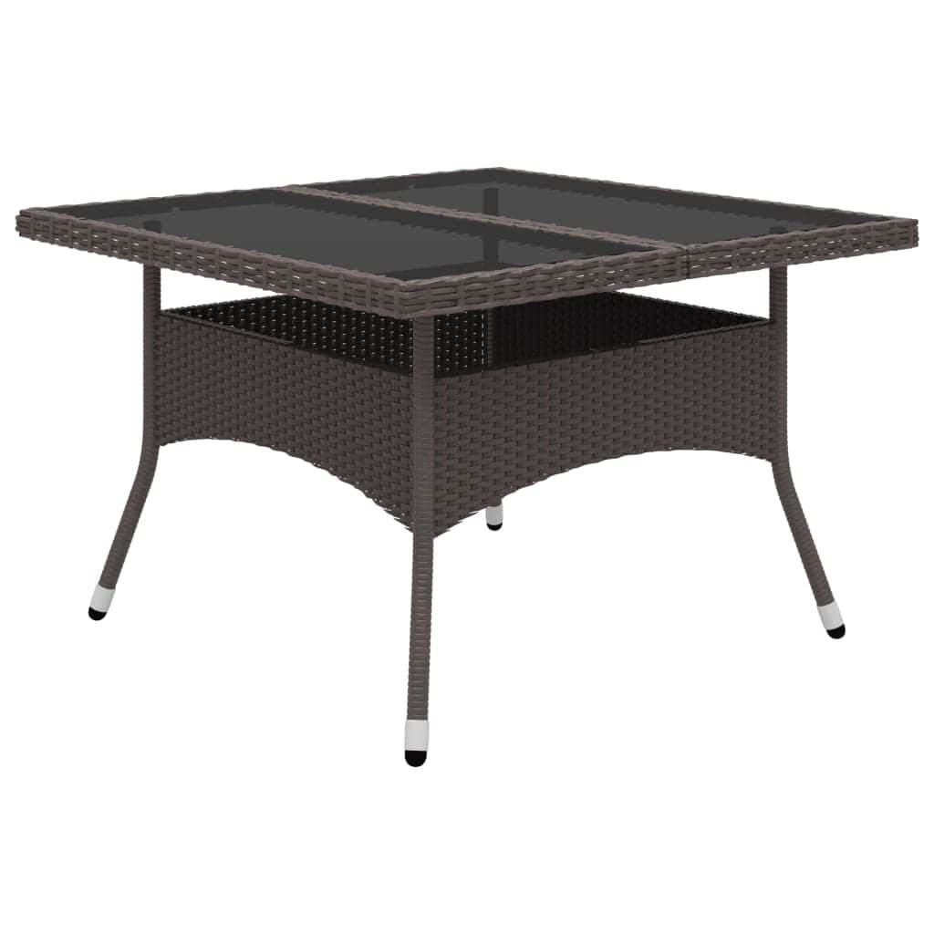 vidaXL 9 Piece Garden Dining Set Poly Rattan and Tempered Glass Brown 6