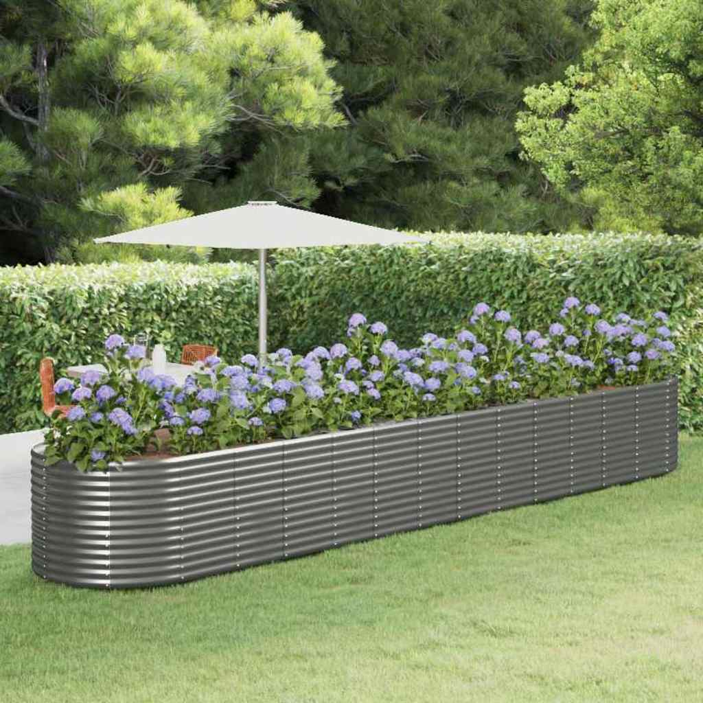 Garden Raised Bed Galvanised Steel Depth 100 cm Grey 554 cm