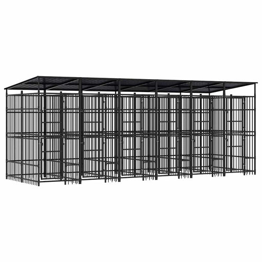 vidaXL Outdoor Dog Kennel with Roof Steel 11,06 m² 2