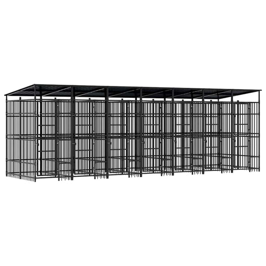 vidaXL Outdoor Dog Kennel with Roof Steel 12,9 m² 2