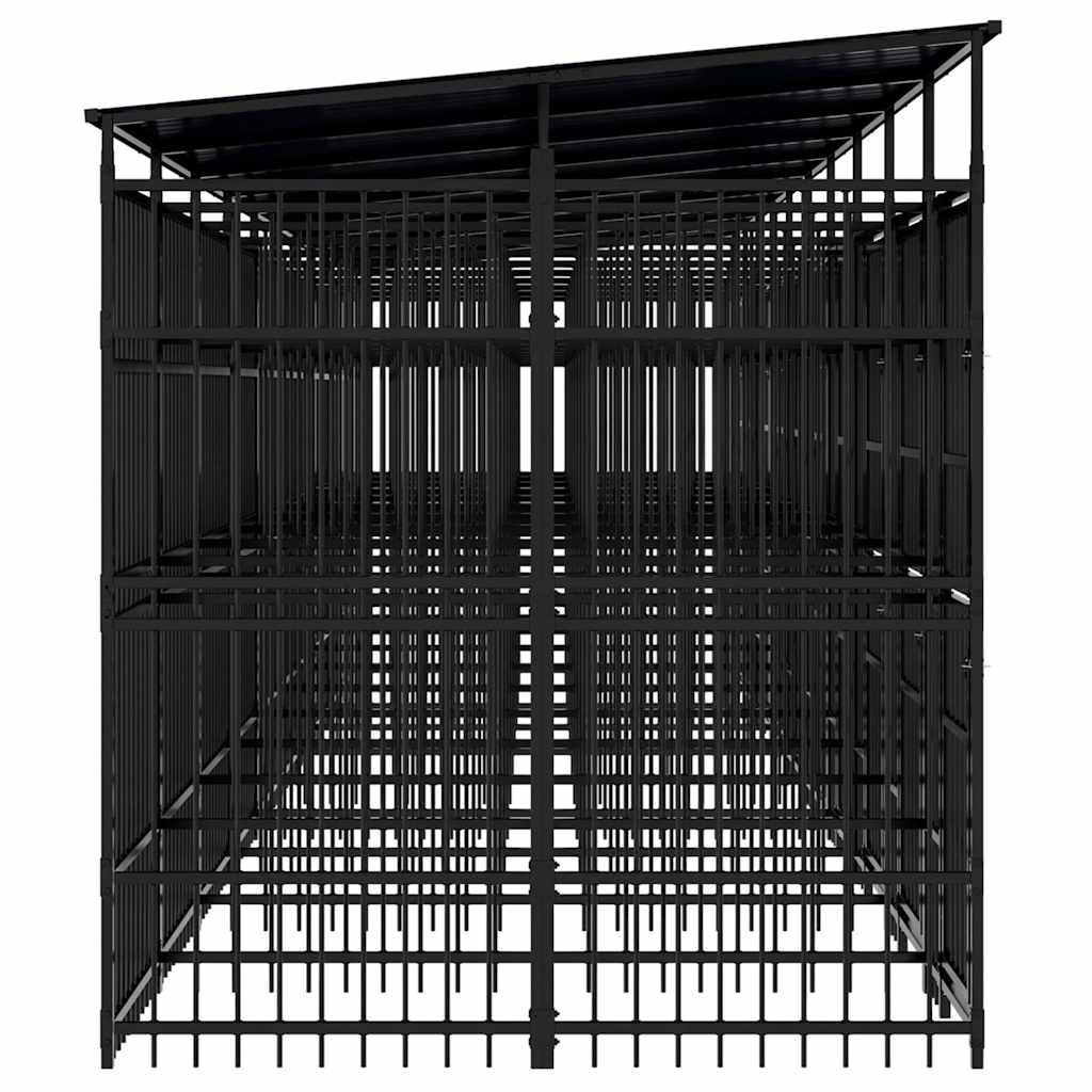 vidaXL Outdoor Dog Kennel with Roof Steel 18,43 m² 6