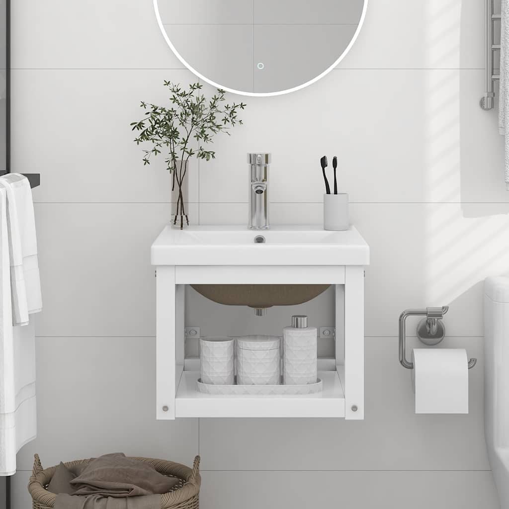 vidaXL Bathroom Washbasin Frame with Built-in Basin Iron