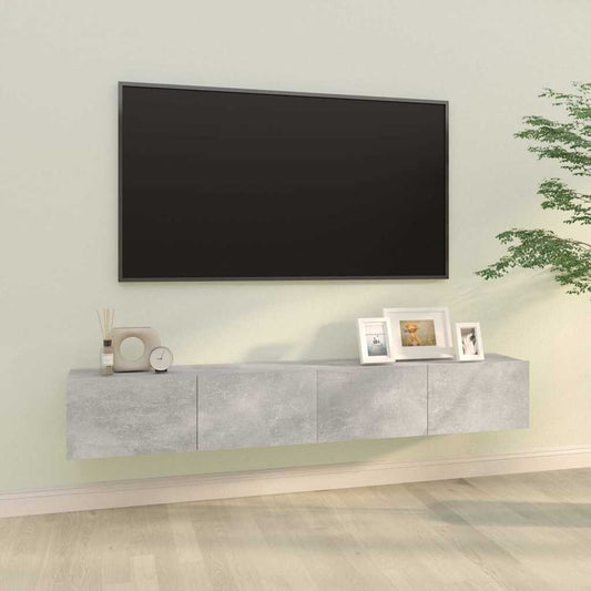 2 Piece Wall-mounted TV Cabinet Set 100x30x30 cm Engineered Wood Concrete grey
