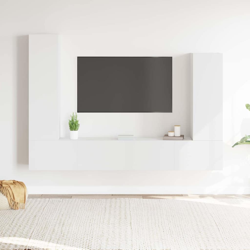 4 Piece TV Cabinet Set Engineered Wood White 100 cm