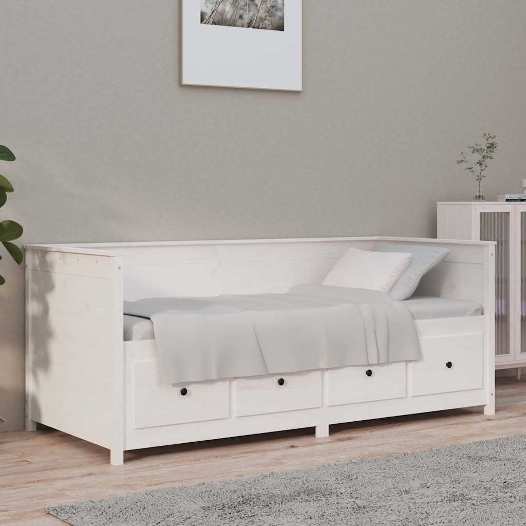 Day Bed without Mattress Solid Wood Pine White 90 cm 190 cm
