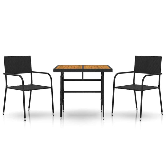 3 Piece Outdoor Dining Set Poly Rattan 2