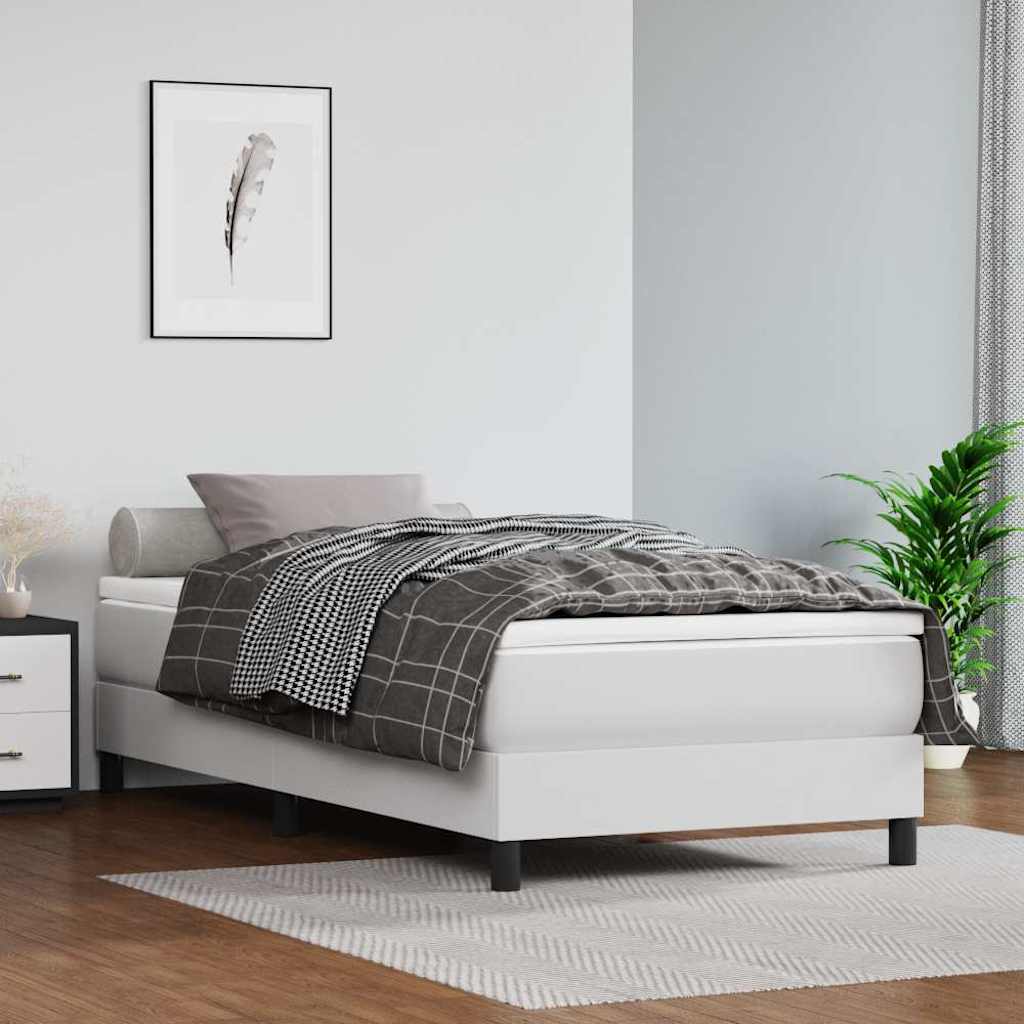 Pocket Spring Bed Mattress 100x190x20cm Faux Leather White Twin