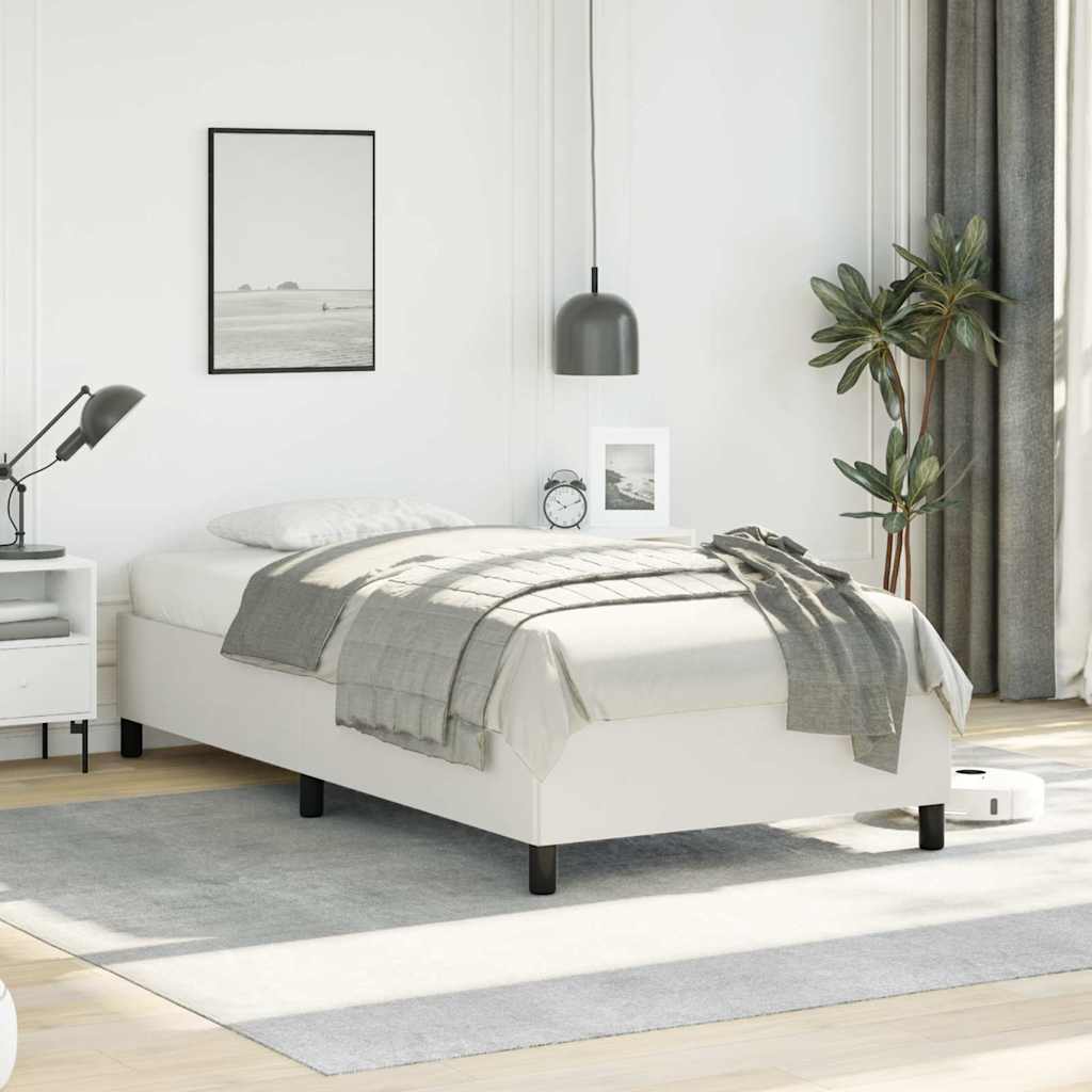 Bed Frame without Mattress 100x203cm Faux Leather White Twin XL 35 cm