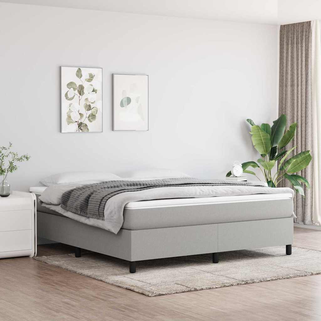 Box Spring Bed Frame Single Fabric Light grey 6FT Super King Size 35 cm