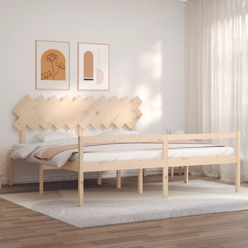 Senior Bed without Mattress Solid Wood Length 200 cm Natural 200 cm