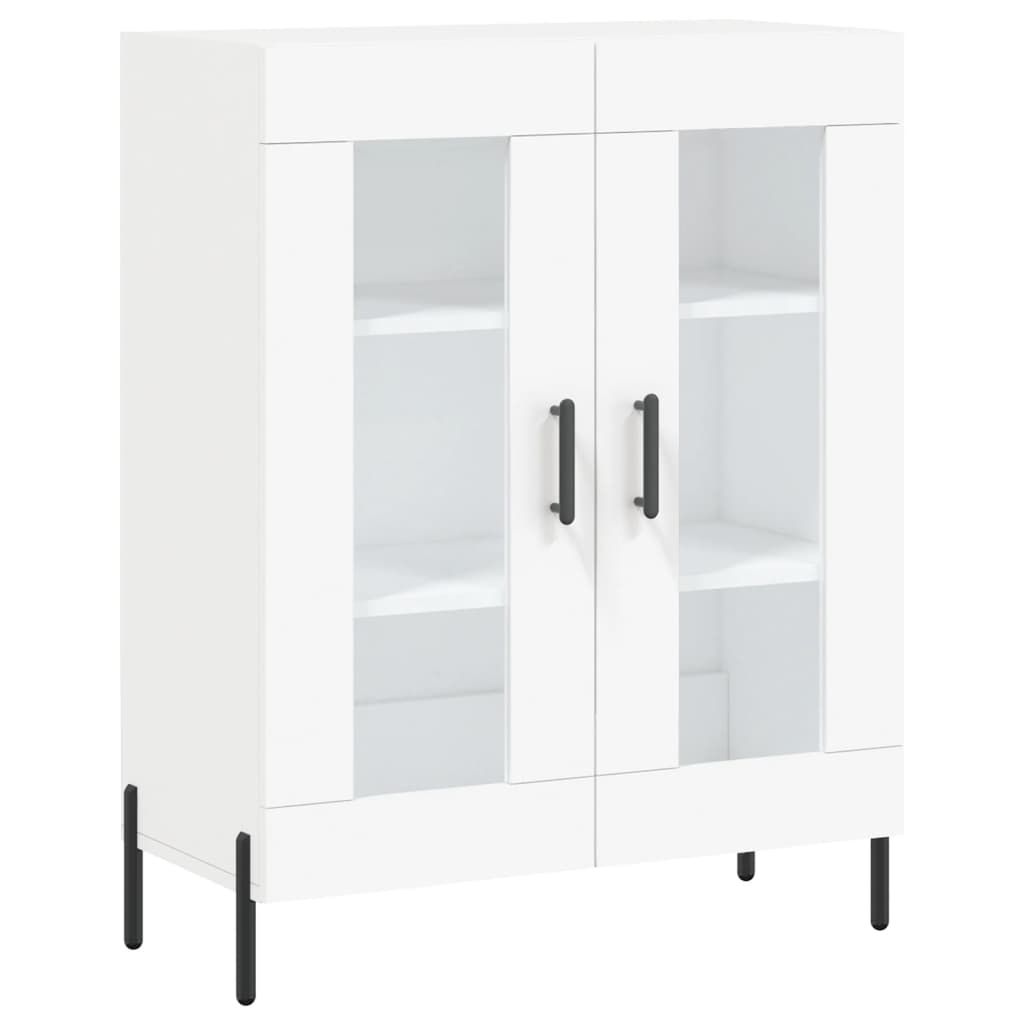 Highboard 69.5x34x180 cm Engineered Wood 2 Glass Doors White