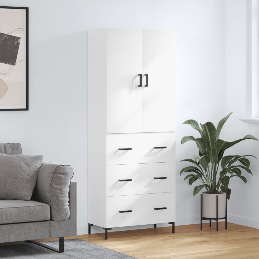 Highboard 69.5x34x180 cm Engineered Wood 3 Drawers White