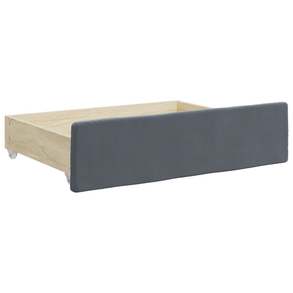 vidaXL Daybed with Trundle and Drawers Dark Grey 90x190 cm Velvet 6