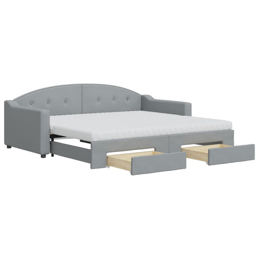 vidaXL Daybed with Trundle and Drawers Dark Grey 90x190 cm Fabric 2