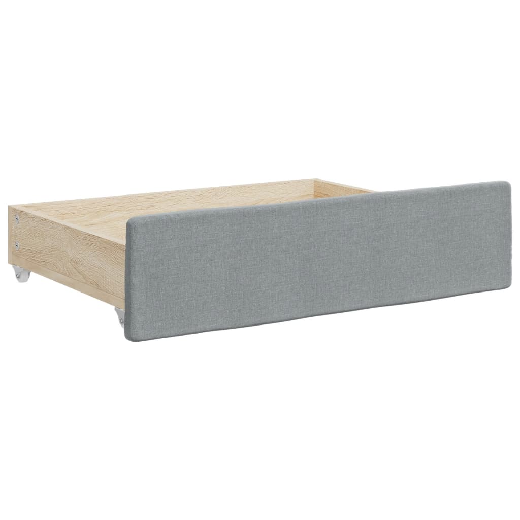 vidaXL Daybed with Trundle and Drawers Light Grey 90x190 cm Fabric 6