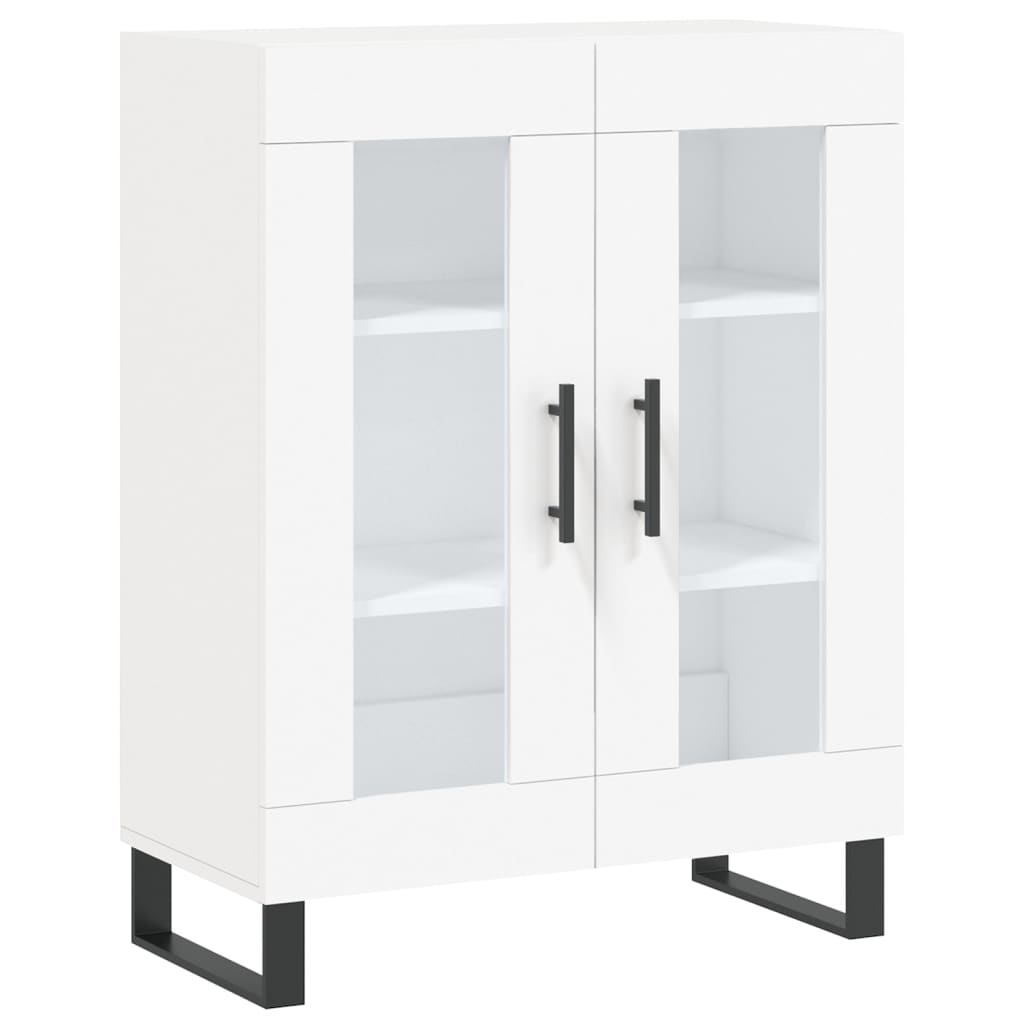 Highboard 69.5x34x180 cm Engineered Wood 2 Glass Doors White