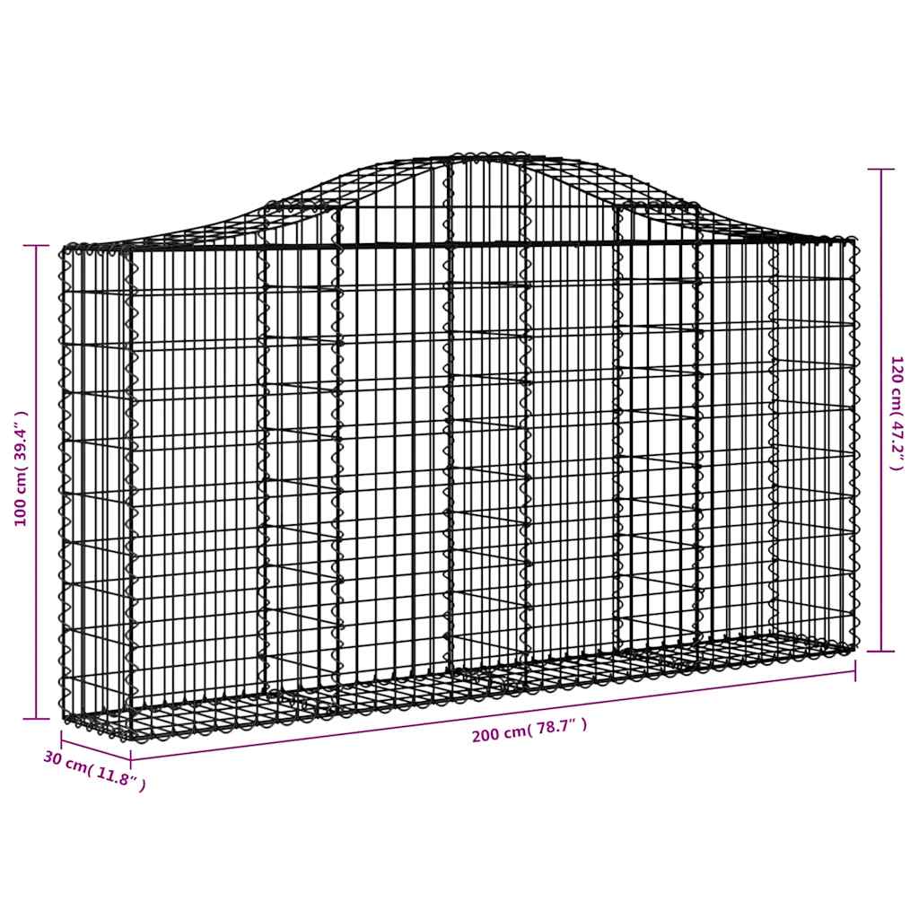 vidaXL Arched Gabion Baskets 18 pcs 200x30x100/120 cm Galvanised Iron 6