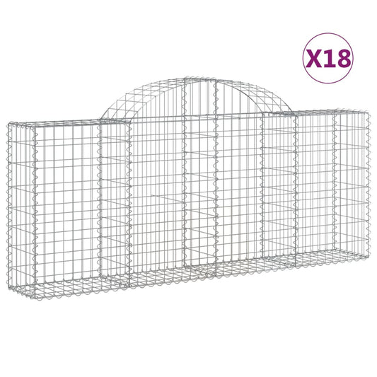 Arched Gabion Baskets Galvanised Iron 18 200 x 30 x 80/100 cm
