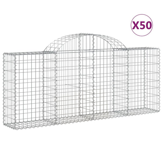 vidaXL Arched Gabion Baskets 50 pcs 200x30x80/100 cm Galvanised Iron 2