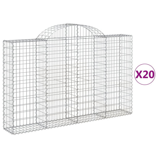 vidaXL Arched Gabion Baskets 20 pcs 200x30x120/140 cm Galvanised Iron 2