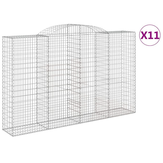 vidaXL Arched Gabion Baskets 11 pcs 300x50x180/200 cm Galvanised Iron 2