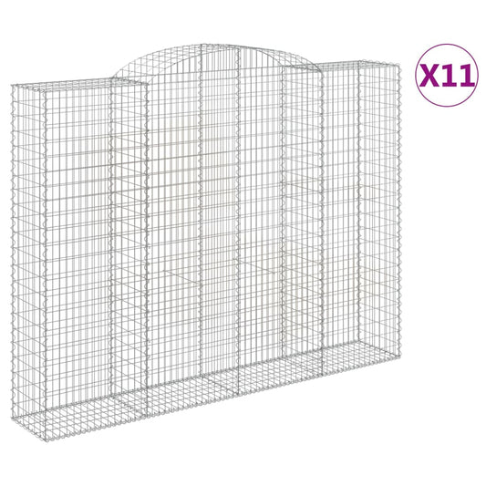 vidaXL Arched Gabion Baskets 11 pcs 300x50x220/240 cm Galvanised Iron 2