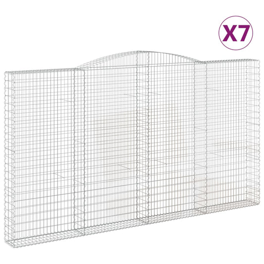 vidaXL Arched Gabion Baskets 7 pcs 400x30x220/240 cm Galvanised Iron 2