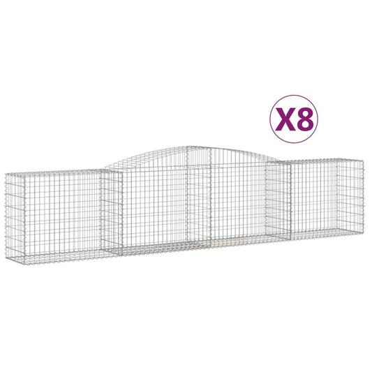 vidaXL Arched Gabion Baskets 8 pcs 400x50x80/100 cm Galvanised Iron 2