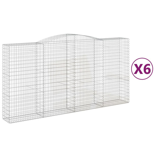 vidaXL Arched Gabion Baskets 6 pcs 400x50x200/220 cm Galvanised Iron 2