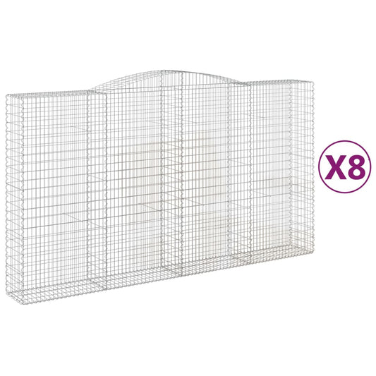 vidaXL Arched Gabion Baskets 8 pcs 400x50x220/240 cm Galvanised Iron 2