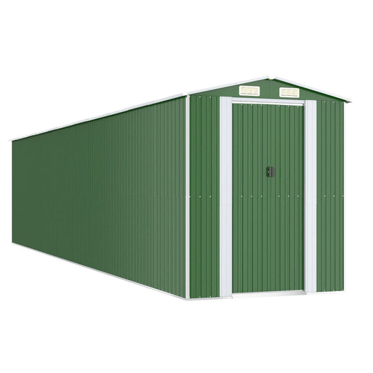 vidaXL Garden Shed Green 192x938x223 cm Galvanised Steel 2