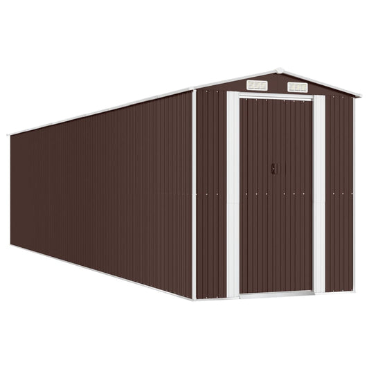 vidaXL Garden Shed Dark Brown 192x855x223 cm Galvanised Steel 2