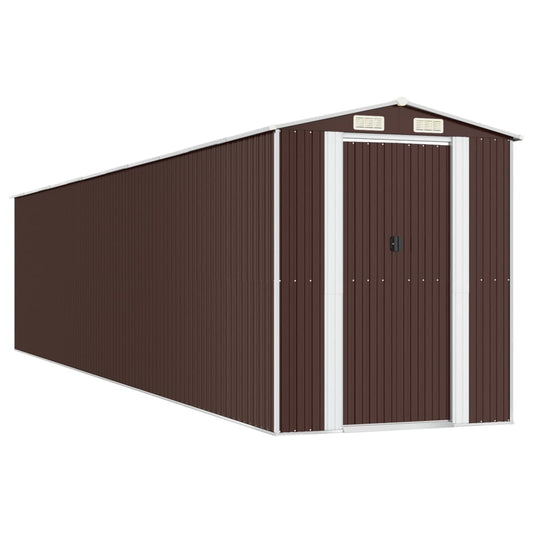 vidaXL Garden Shed Dark Brown 192x938x223 cm Galvanised Steel 2