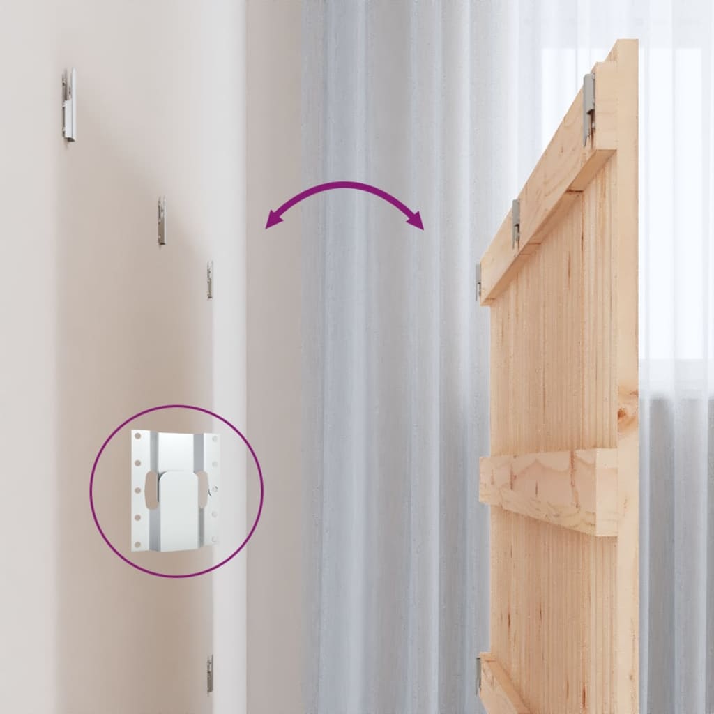 Wall Headboard 108x3x60 cm Solid Wood Pine Natural 204 cm