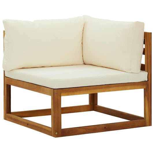 3 Piece Garden Lounge Set with Cushions Solid Wood Acacia Cream Corner sofa (2 pcs)