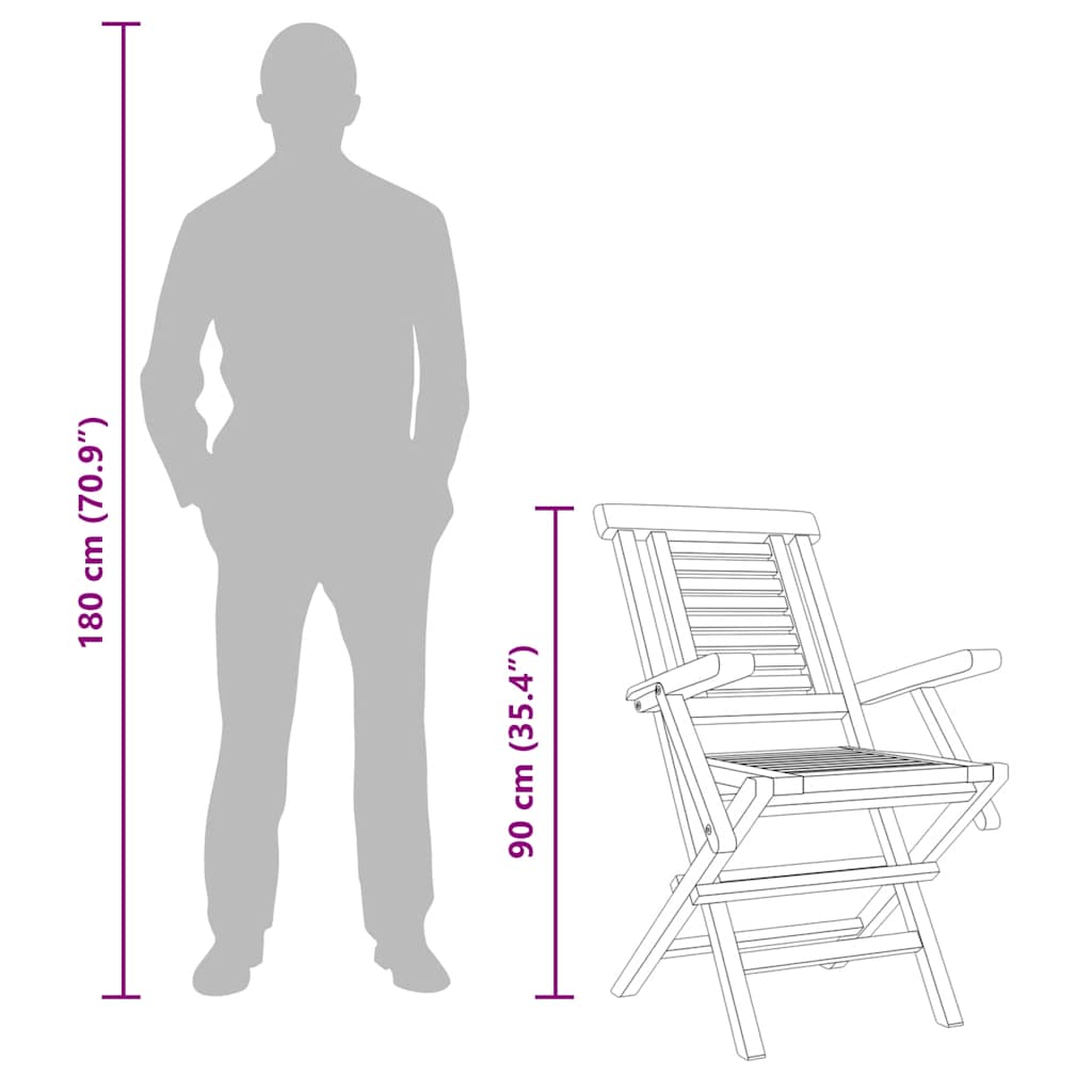 vidaXL Folding Chairs 6 pcs 56x63x90 cm Solid Wood Teak 6